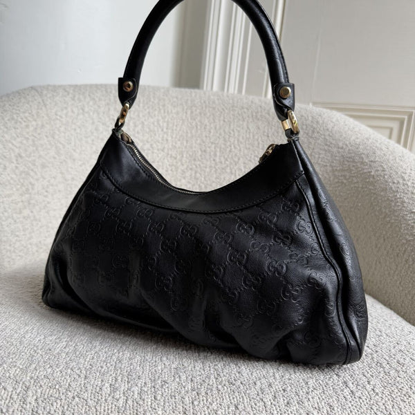 Gucci Guccissima Abbey Leather Black Shoulder Bag