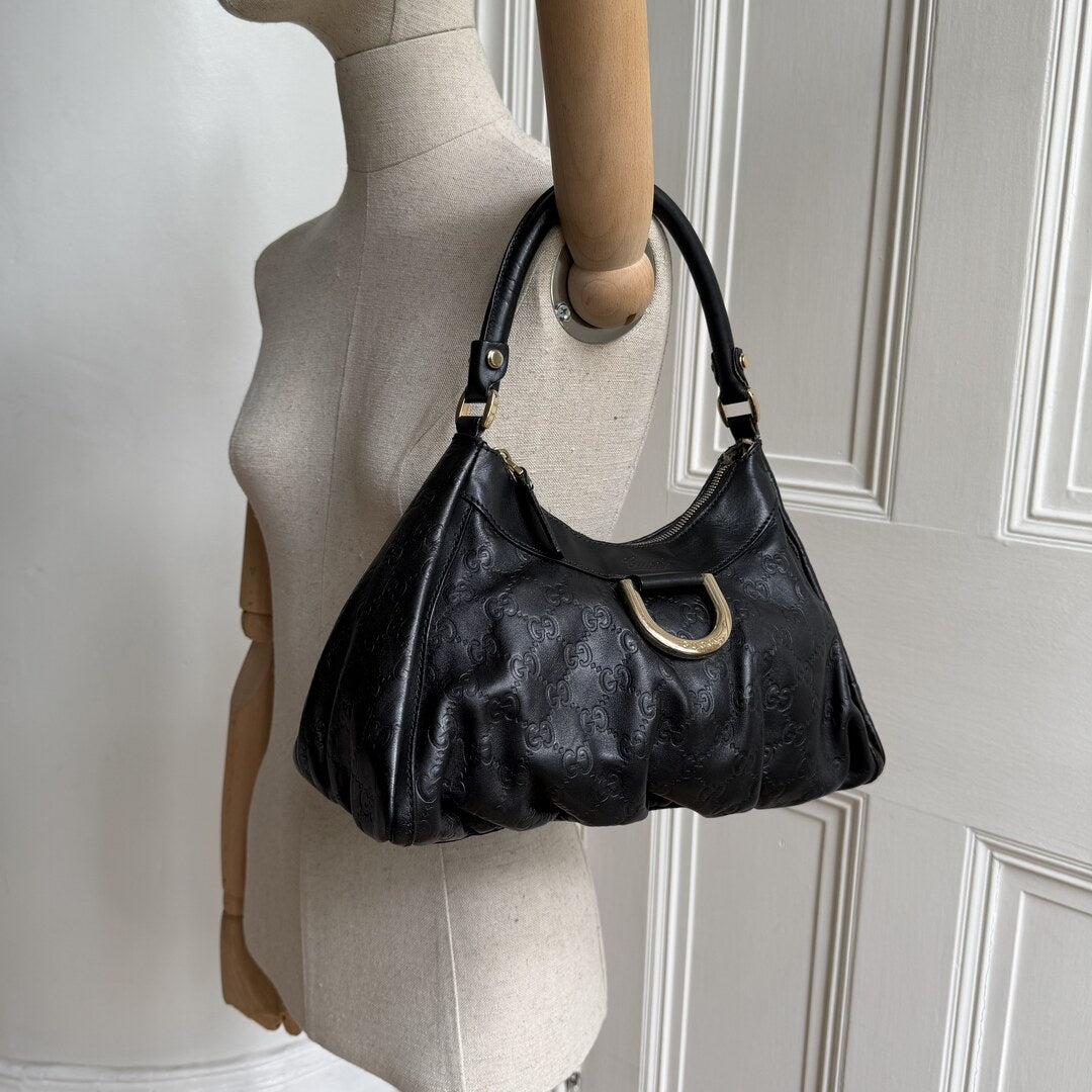 Gucci Guccissima Abbey Leather Black Shoulder Bag