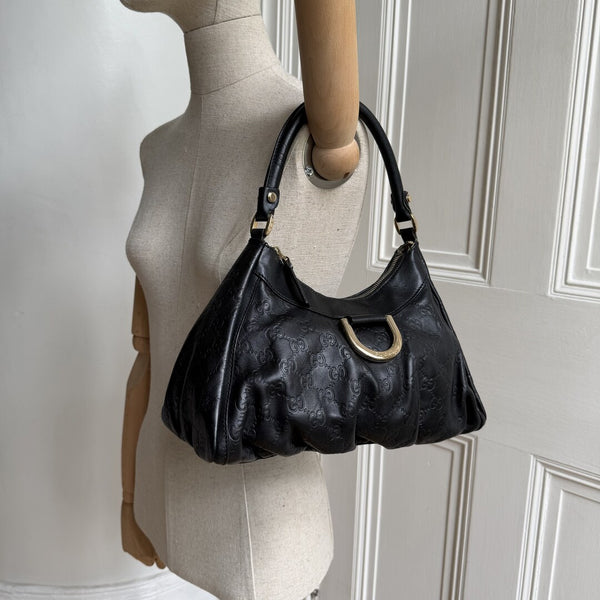 Gucci Guccissima Abbey Leather Black Shoulder Bag