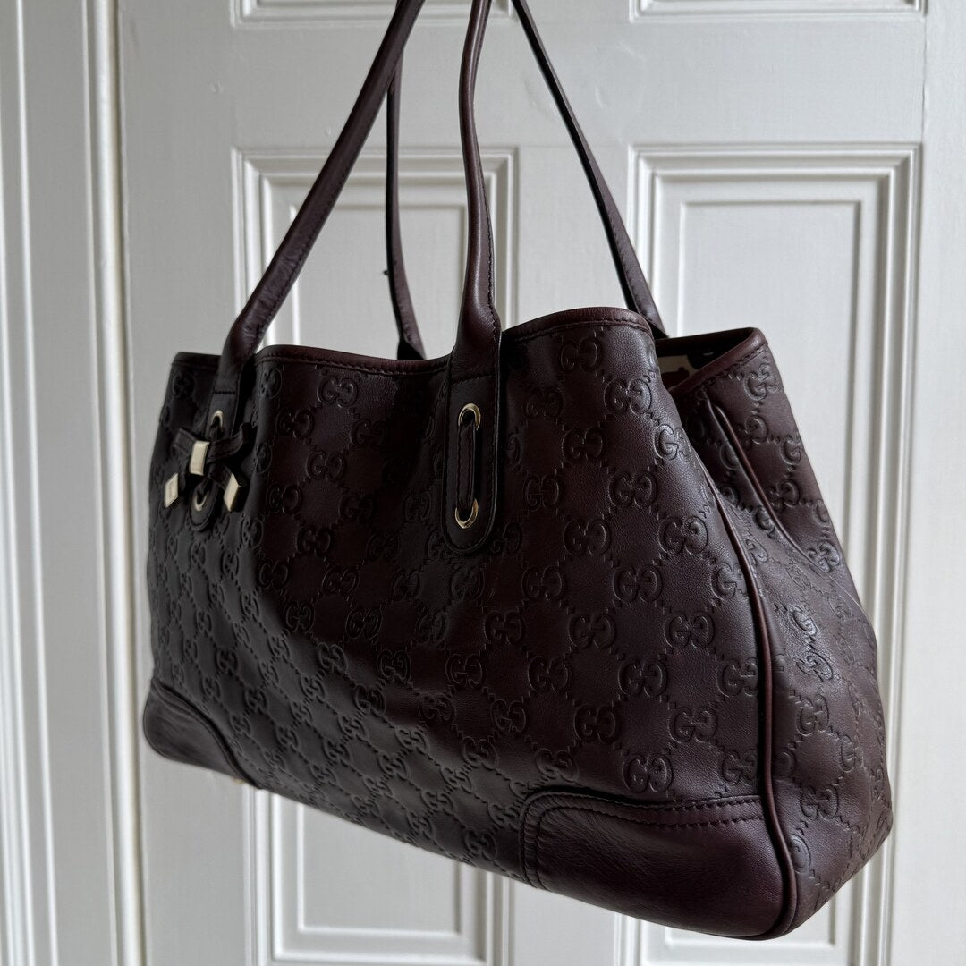 Gucci Guccissima Princy Brown Leather Tote Bag