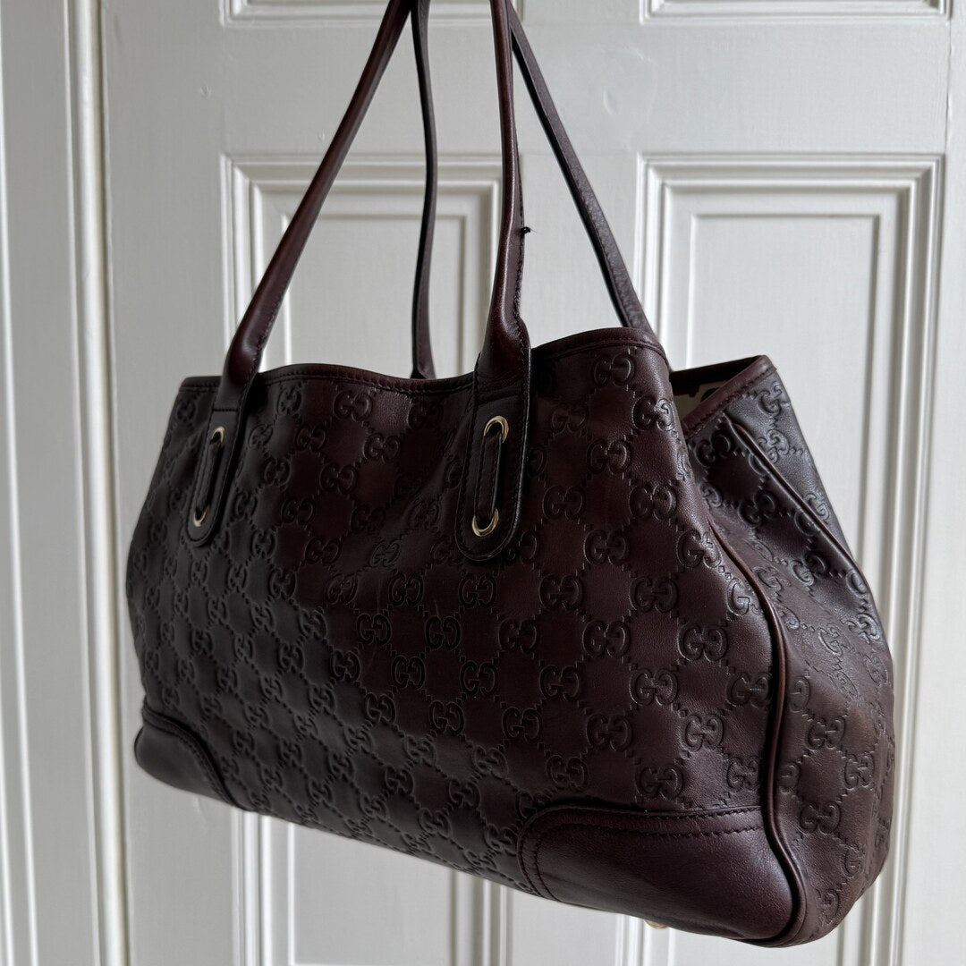 Gucci Guccissima Princy Brown Leather Tote Bag