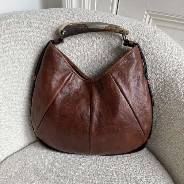 Yves Saint Laurent Mombasa Leather Brown Shoulder Bag