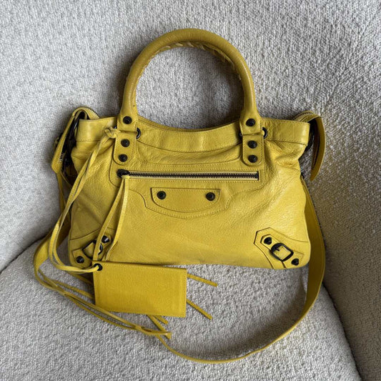 2003 Balenciaga The Town Yellow Leather Bag