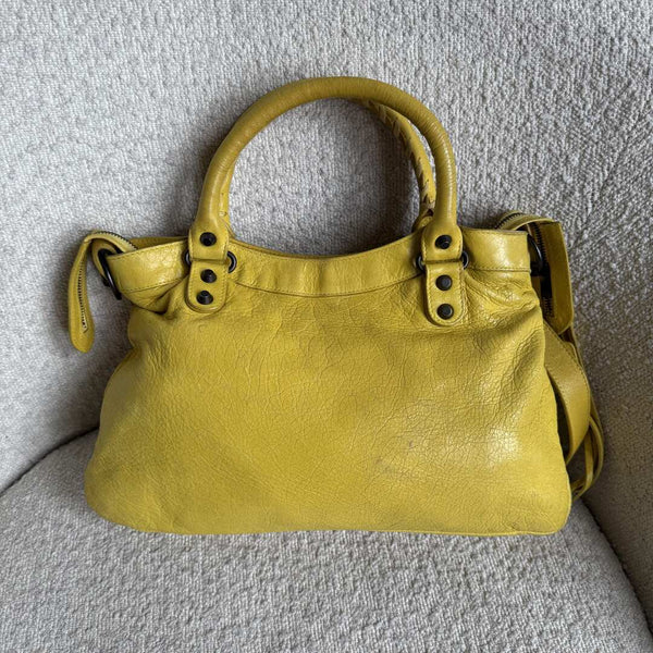 2003 Balenciaga The Town Yellow Leather Bag