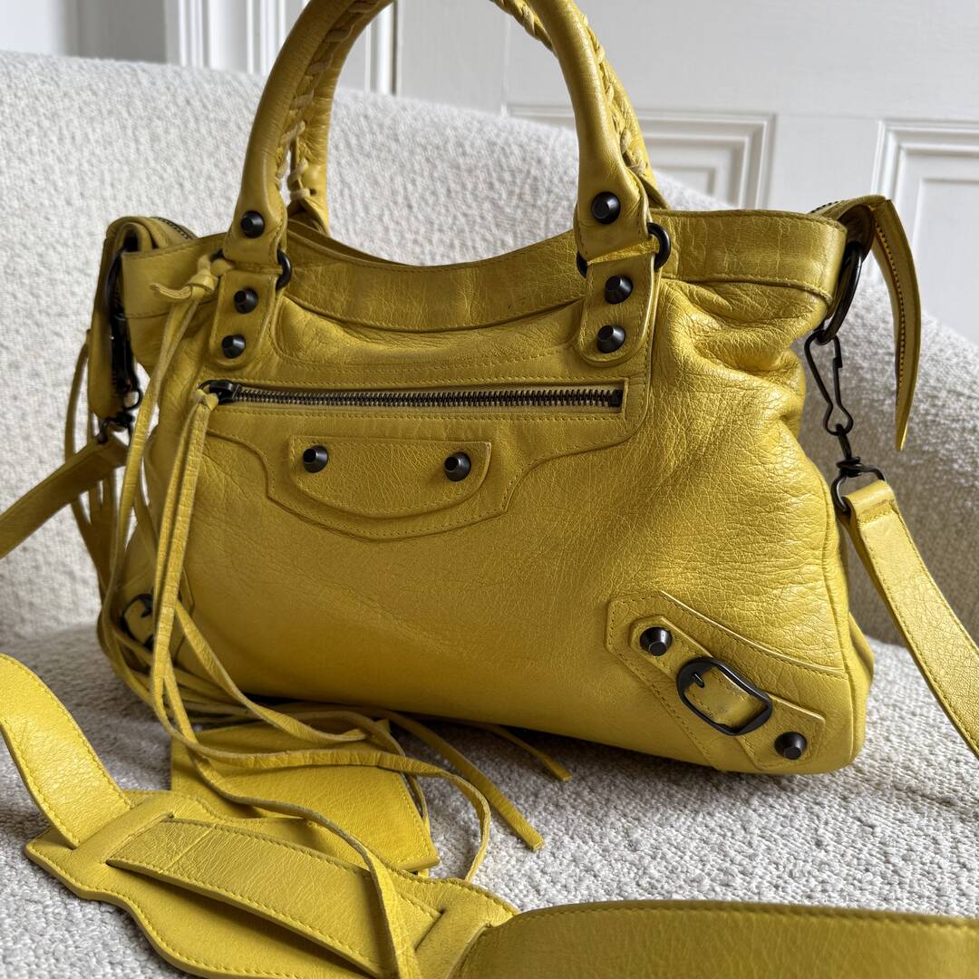 2003 Balenciaga The Town Yellow Leather Bag
