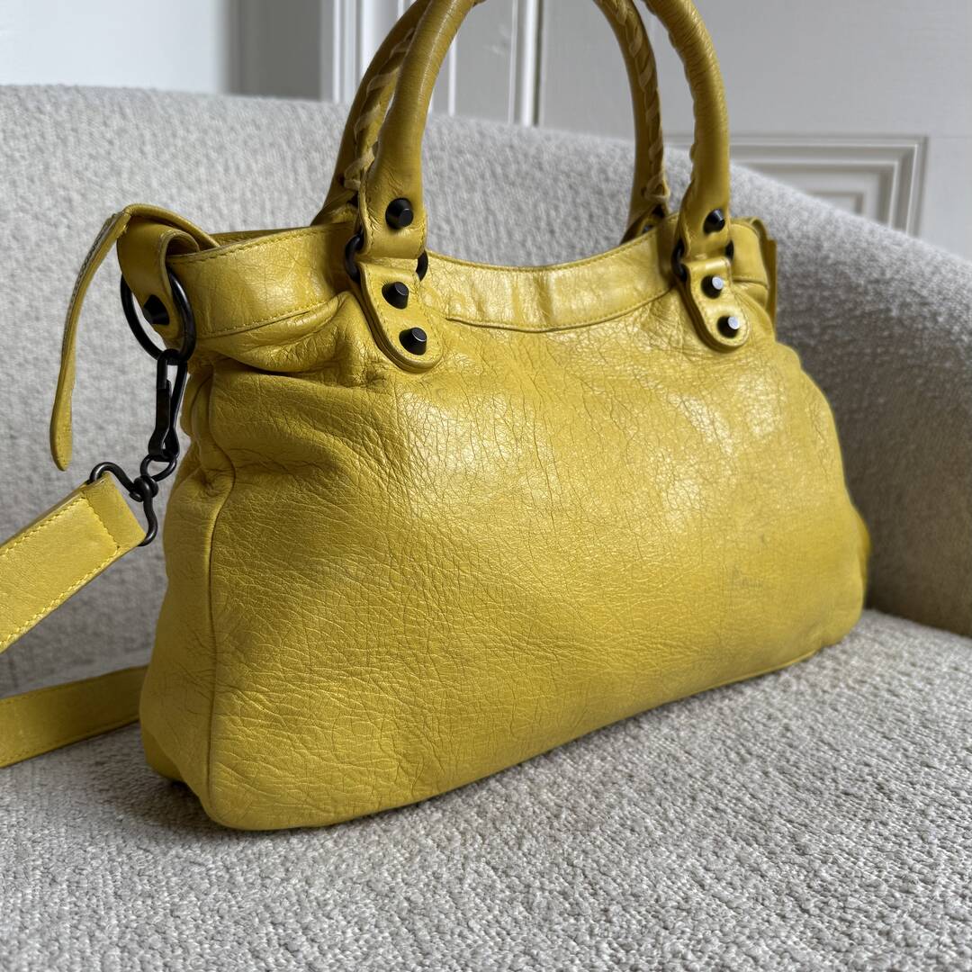 2003 Balenciaga The Town Yellow Leather Bag