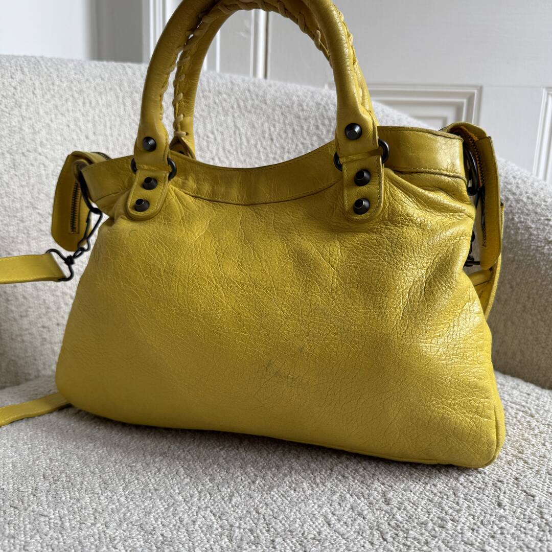 2003 Balenciaga The Town Yellow Leather Bag