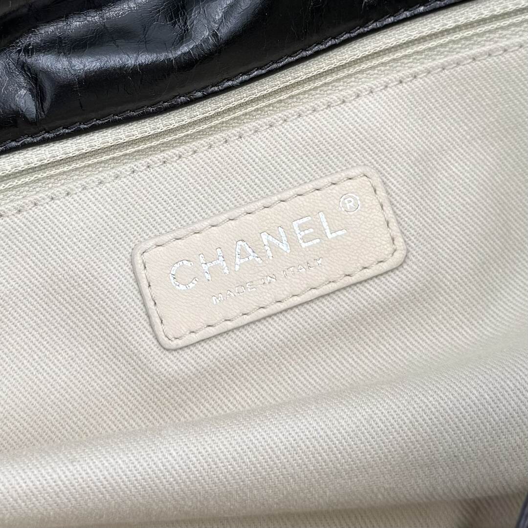 2010 Chanel CC Glazed Wild Stitch Flap Black Shoulder Bag