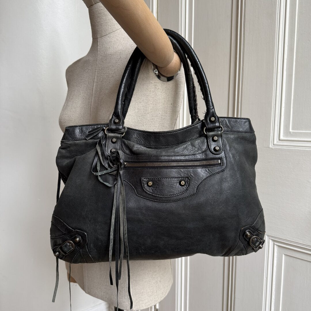 2003 Balenciaga City Leather Black Shoulder Bag