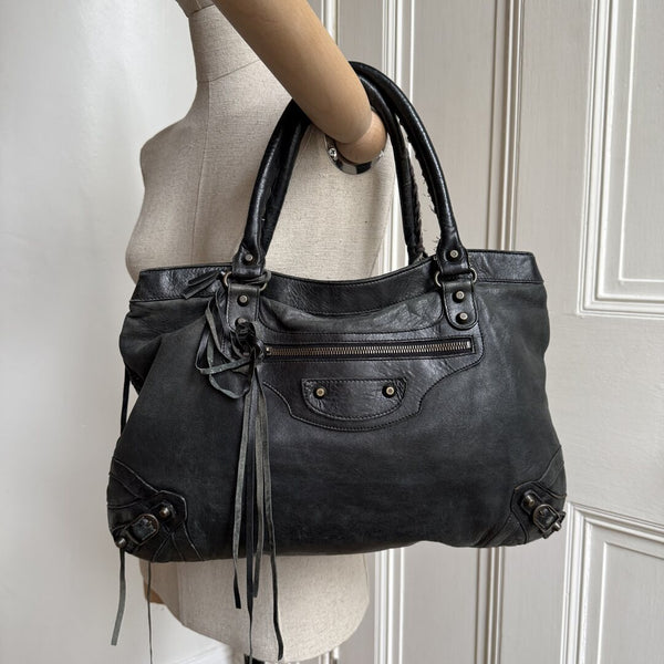 2003 Balenciaga City Leather Black Shoulder Bag