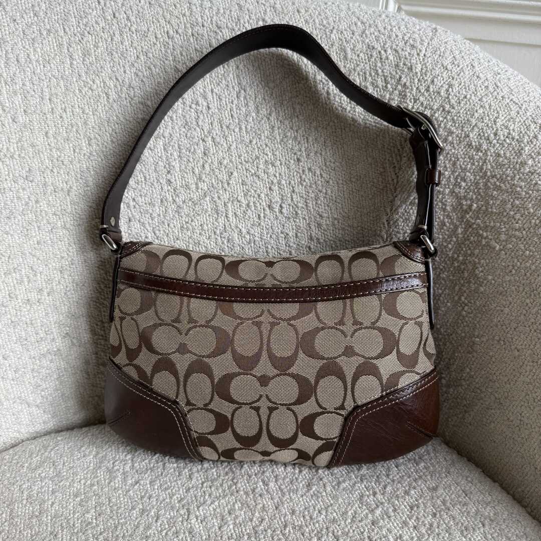 Coach Signature Flap Brown Shoulder Bag