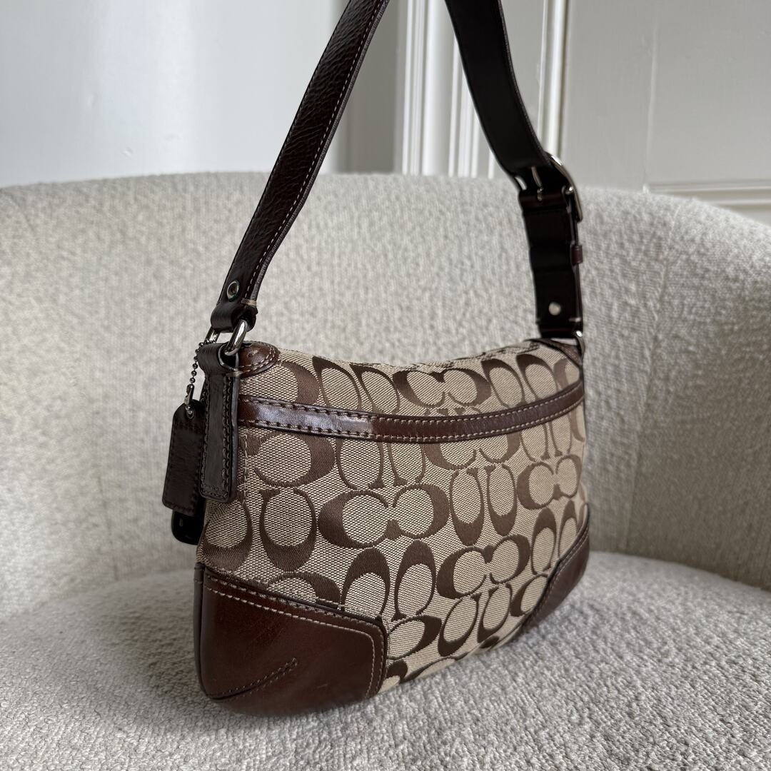Coach Signature Flap Brown Shoulder Bag