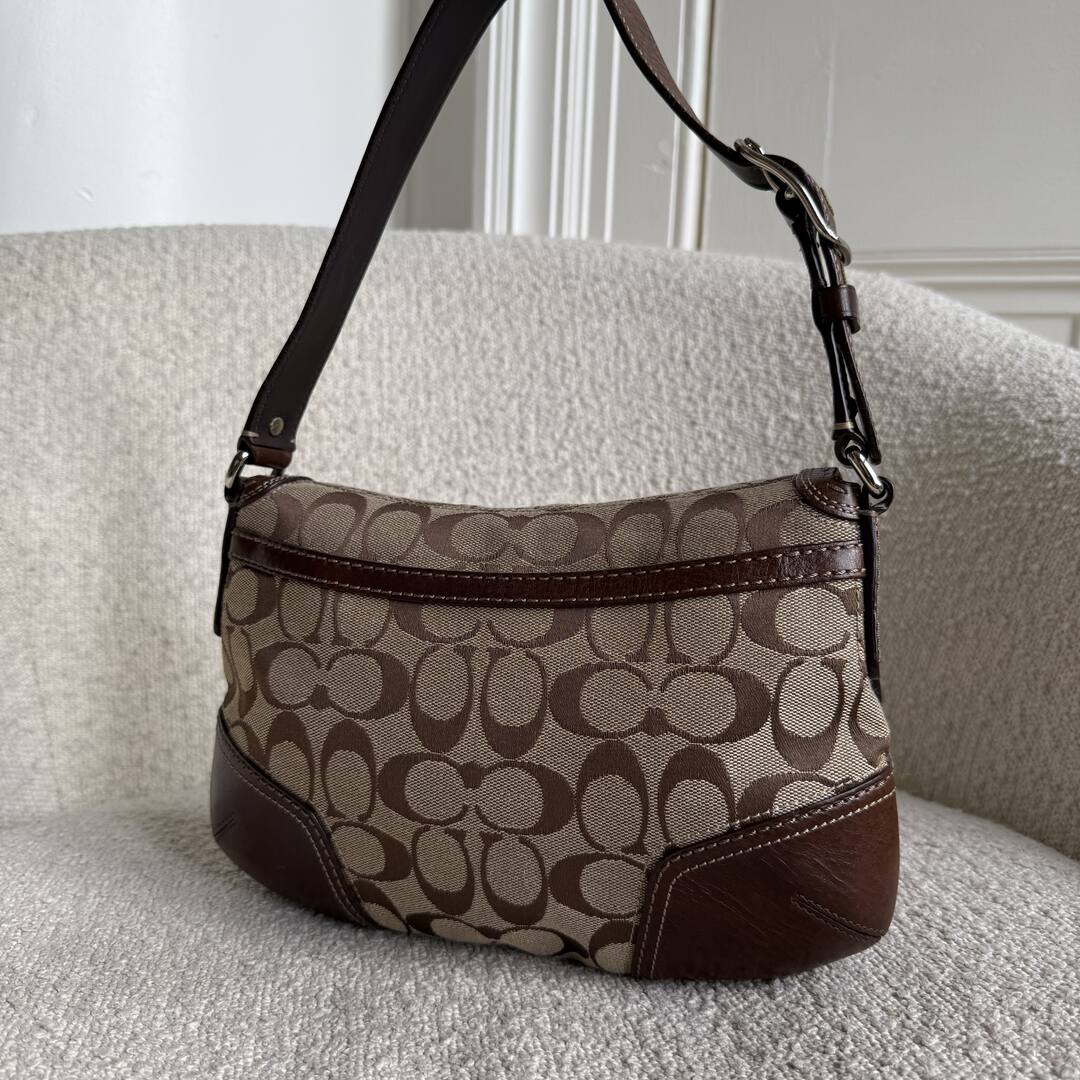 Coach Signature Flap Brown Shoulder Bag