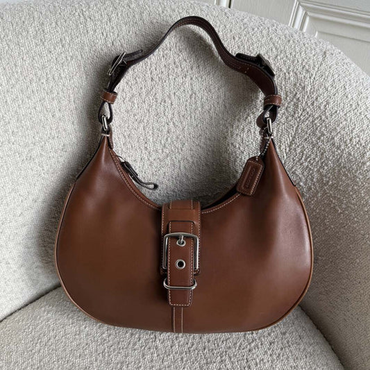 Coach Hobo Buckle Leather Brown Shoulder Bag