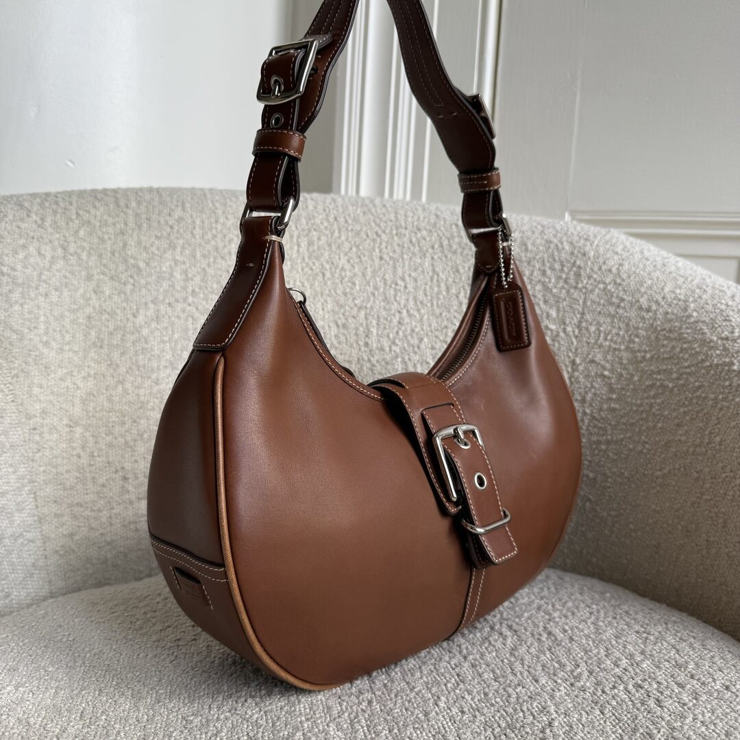 Coach Hobo Buckle Leather Brown Shoulder Bag