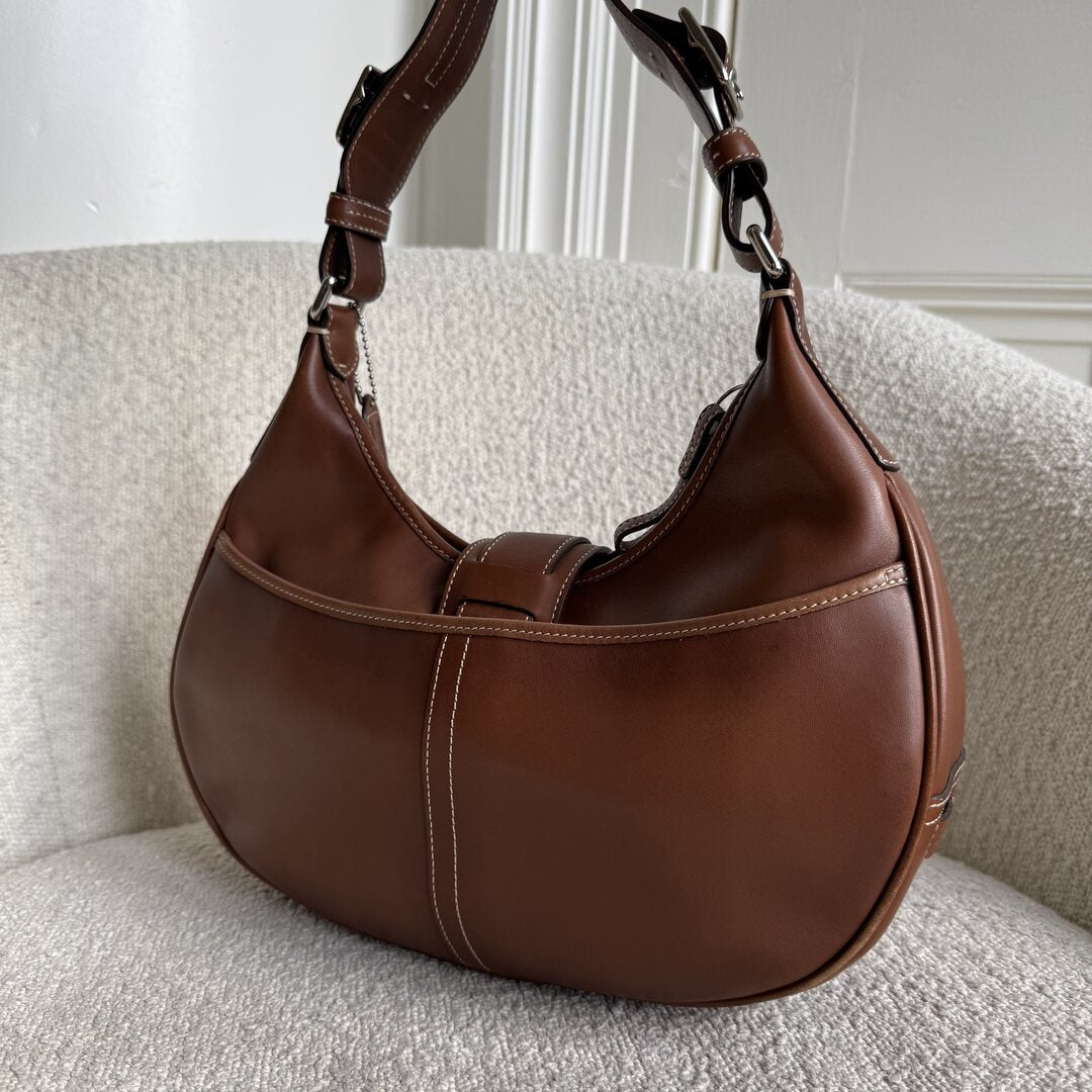 Coach Hobo Buckle Leather Brown Shoulder Bag