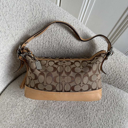 Coach Signature Tassel Tan Shoulder Bag