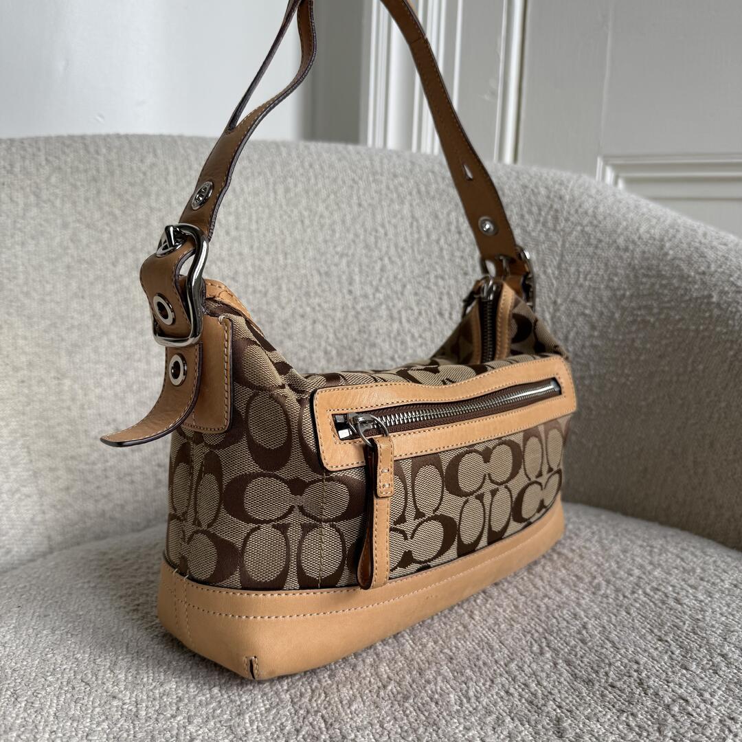 Coach Signature Tassel Tan Shoulder Bag
