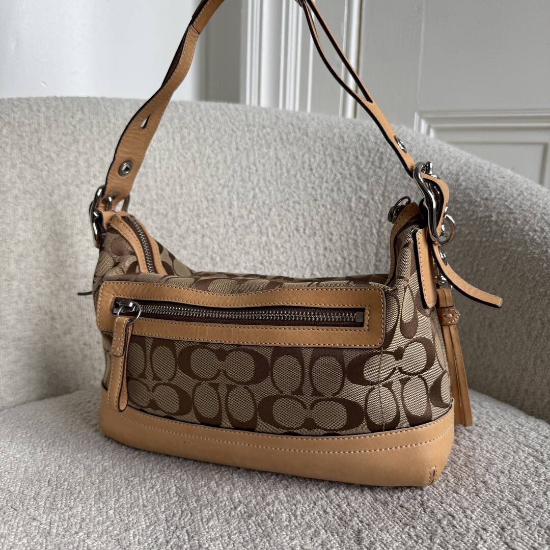 Coach Signature Tassel Tan Shoulder Bag