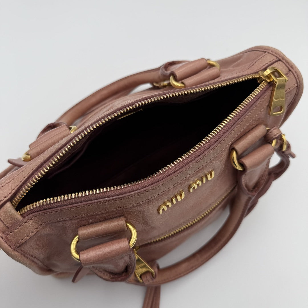 Miu Miu Mini Vitello Shine Pink Handbag