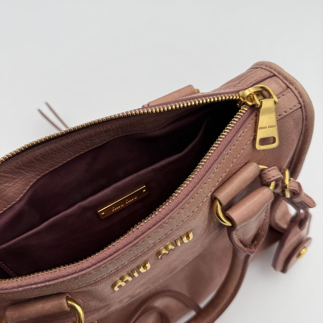 Miu Miu Mini Vitello Shine Pink Handbag