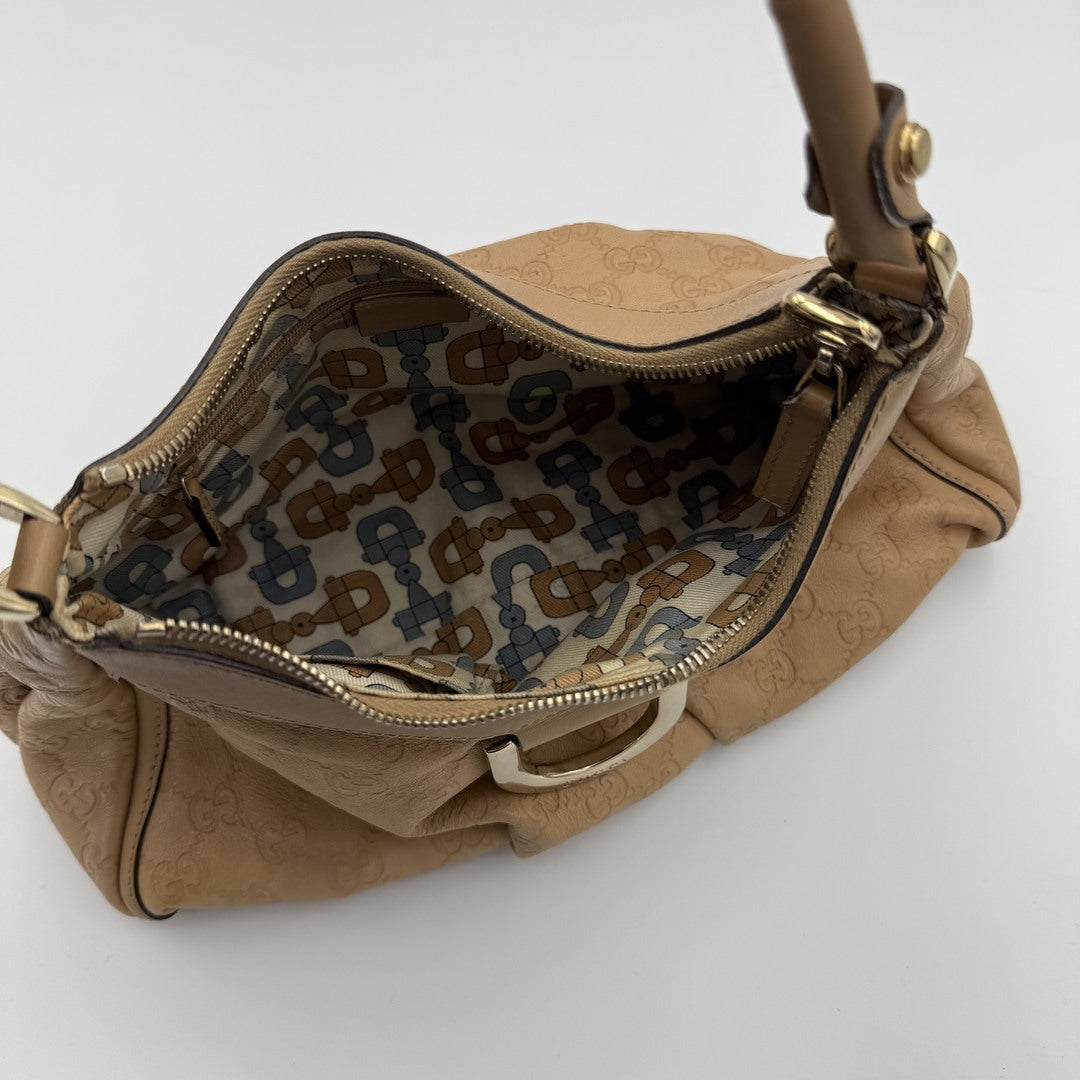 Gucci Guccissima Abbey Leather Beige Shoulder Bag