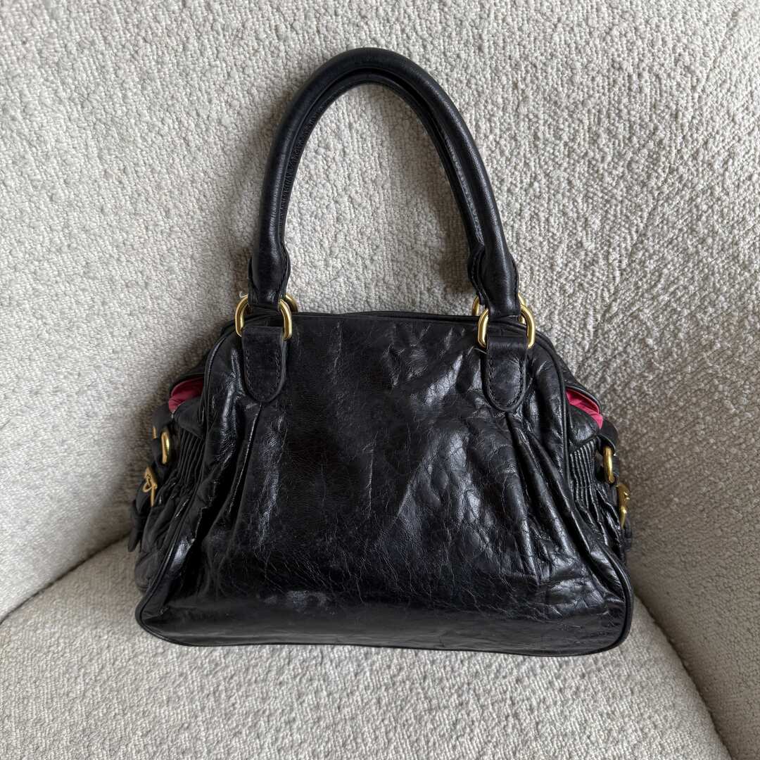 Miu Miu Charm Leather Black Mini Handbag