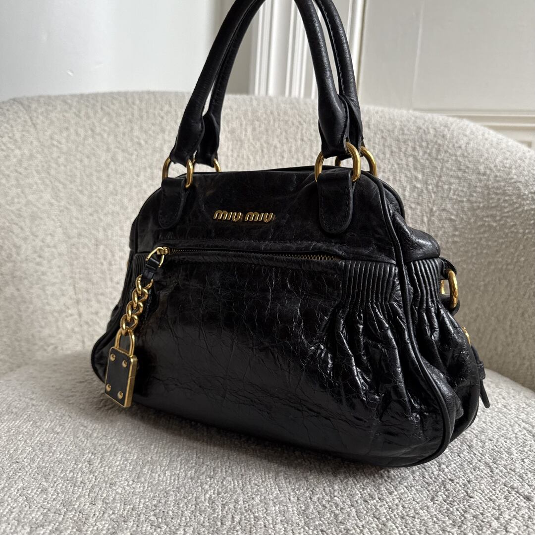 Miu Miu Charm Leather Black Mini Handbag