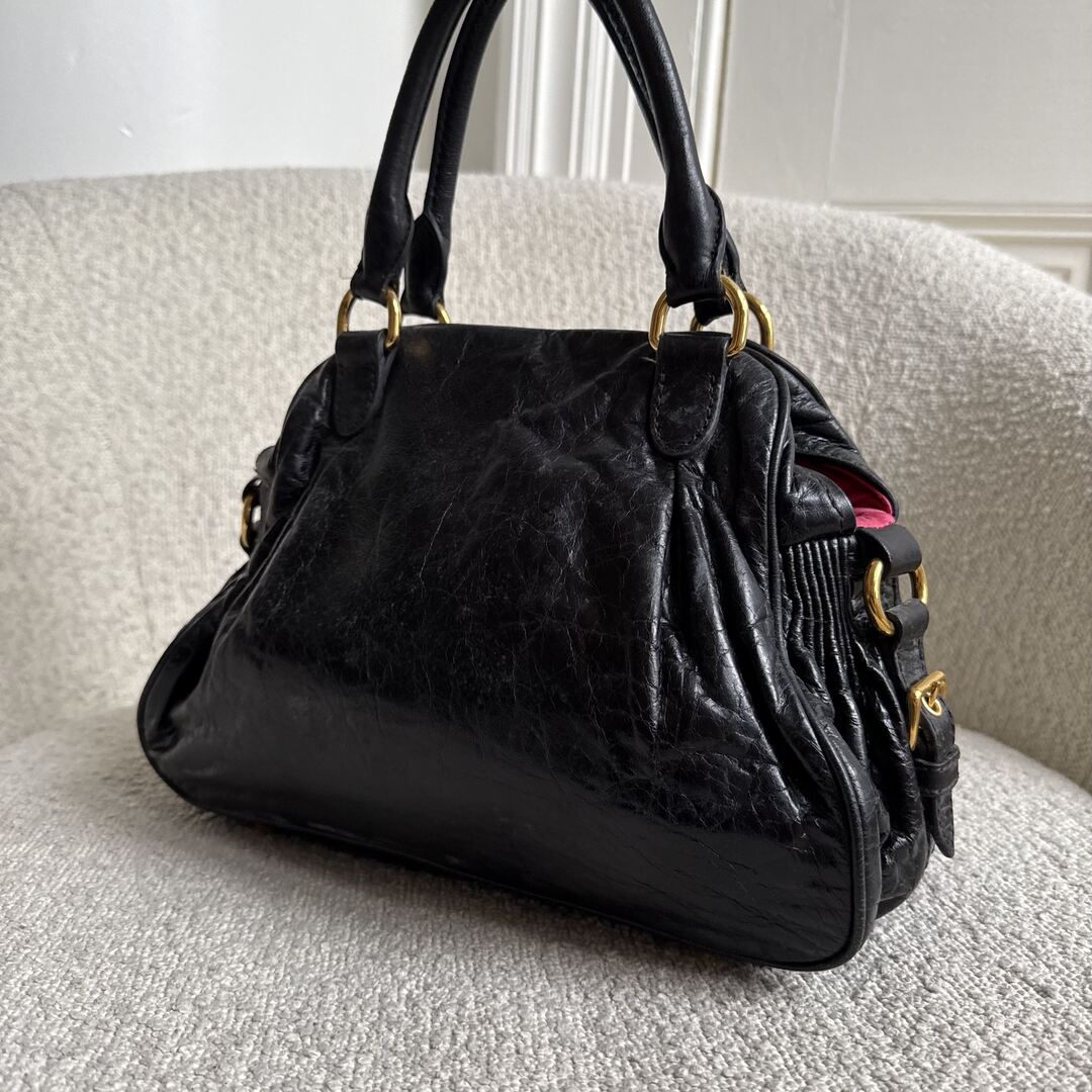 Miu Miu Charm Leather Black Mini Handbag