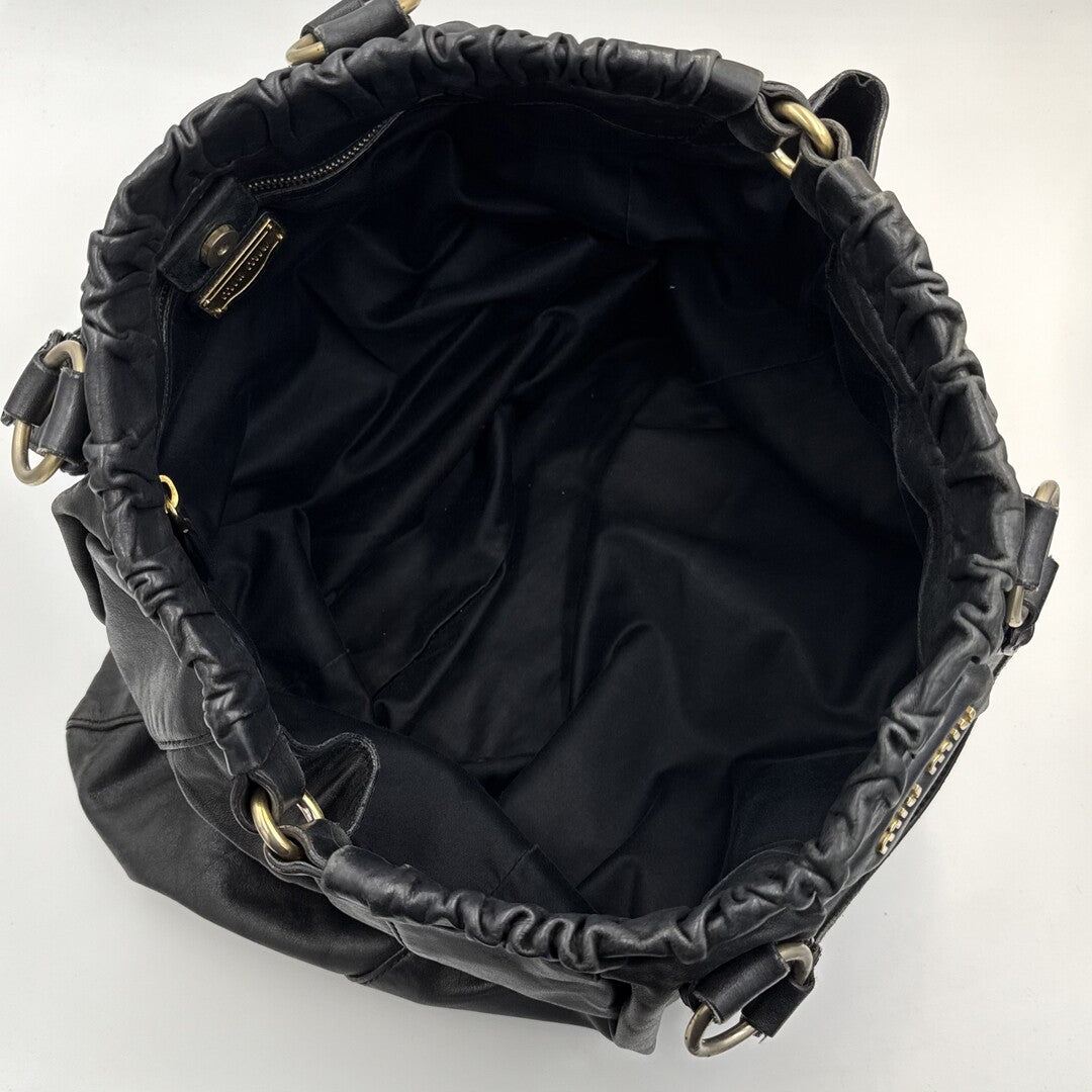 Miu Miu XL Vitello Leather Black Handbag