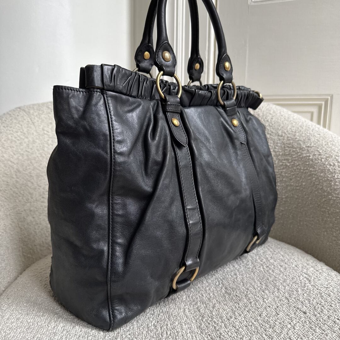Miu Miu XL Vitello Leather Black Handbag