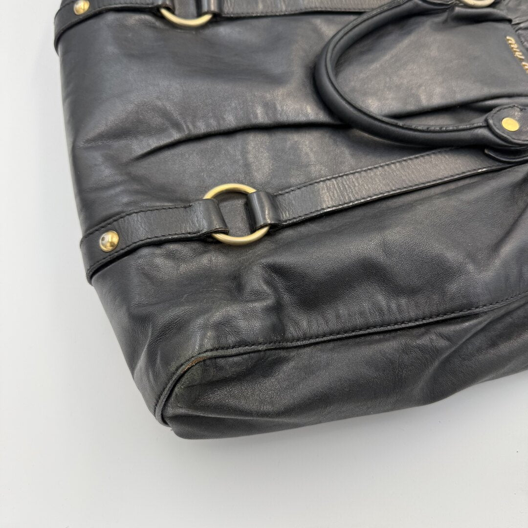 Miu Miu XL Vitello Leather Black Handbag