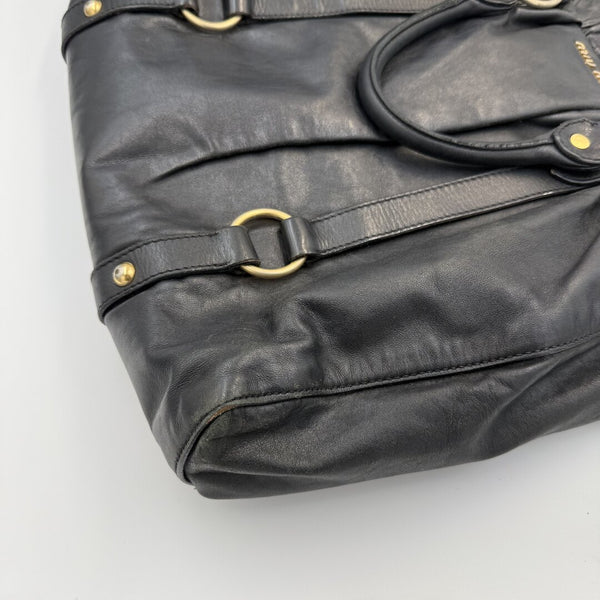 Miu Miu XL Vitello Leather Black Handbag