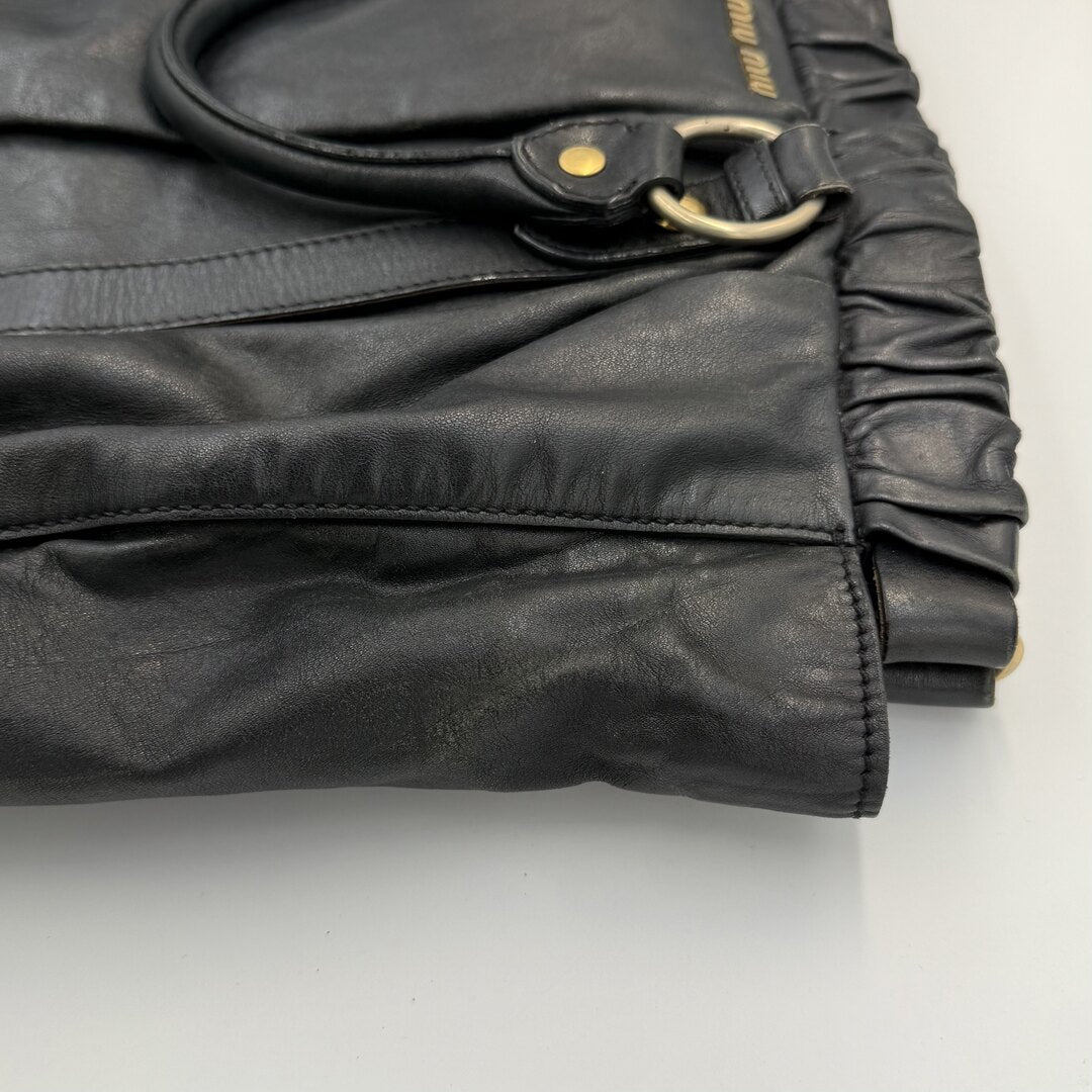 Miu Miu XL Vitello Leather Black Handbag