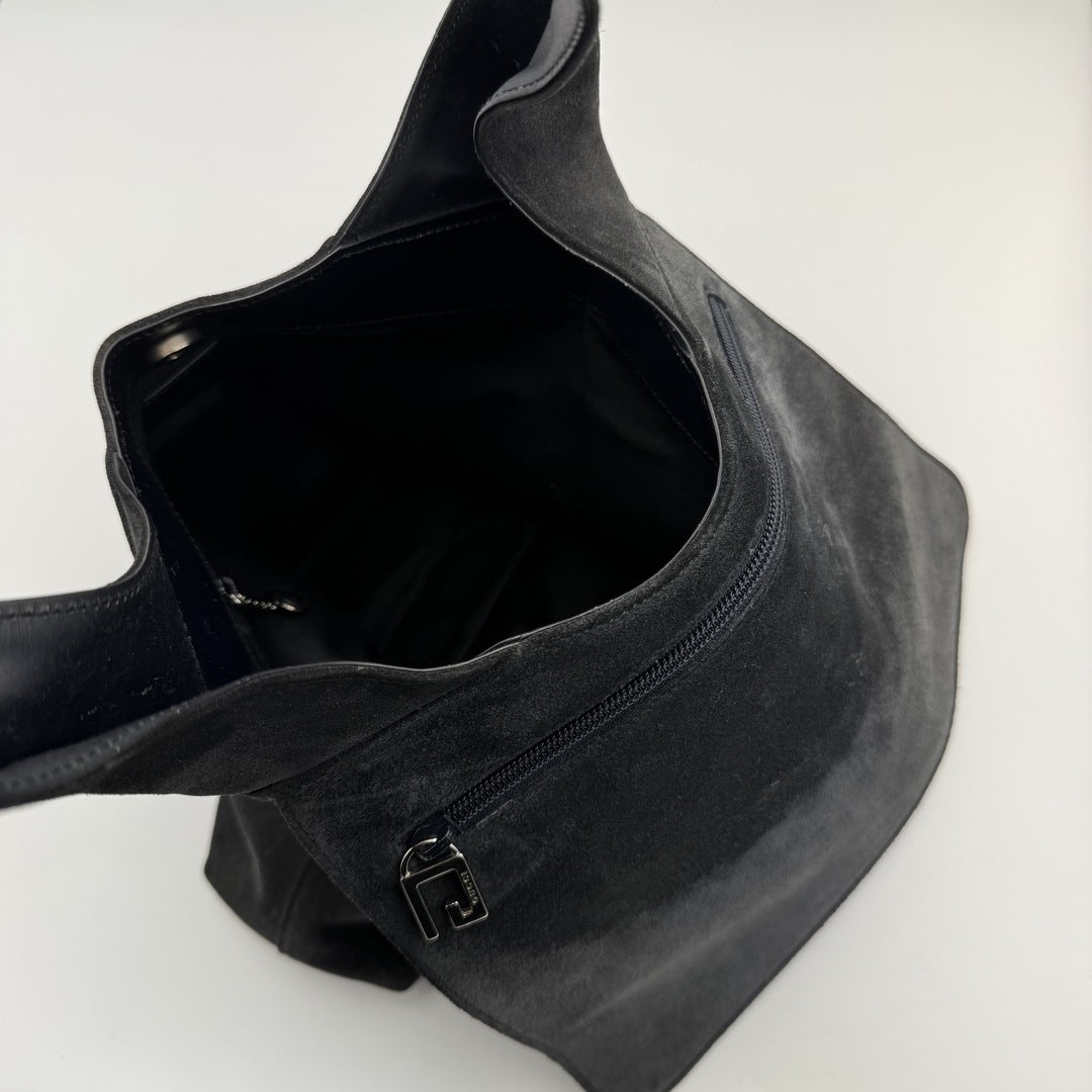 Gucci Tom Ford Era Suede Black Zip Shoulder Bag