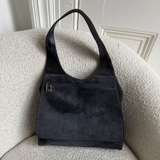 Gucci Tom Ford Era Suede Black Zip Shoulder Bag