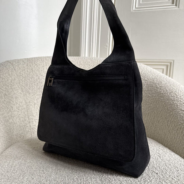 Gucci Tom Ford Era Suede Black Zip Shoulder Bag