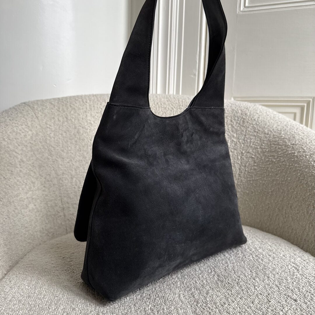 Gucci Tom Ford Era Suede Black Zip Shoulder Bag
