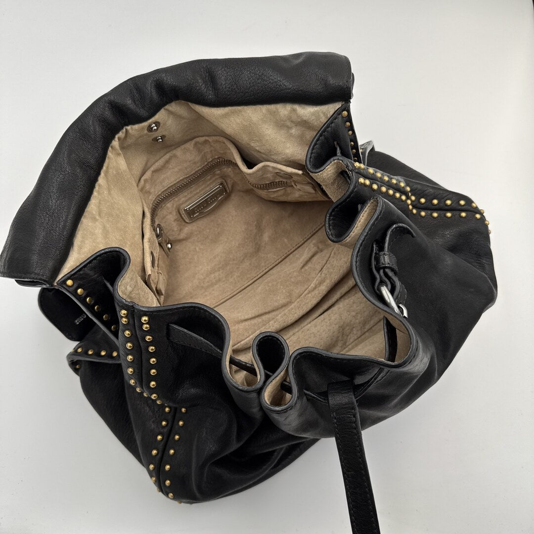 Miu Miu Studded Black Leather Handbag