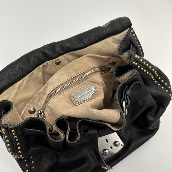 Miu Miu Studded Black Leather Handbag