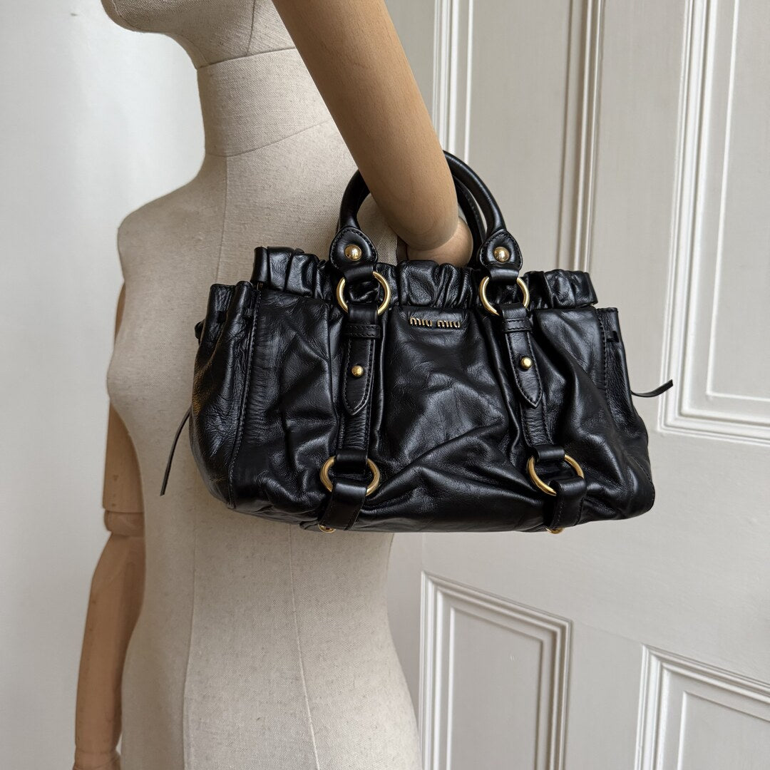 Miu Miu Mini Vitello Black Handbag