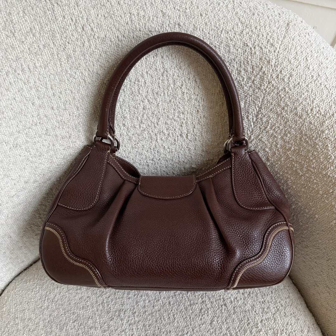 2007 Prada Vitello Daino Hobo Leather Brown Shoulder Bag