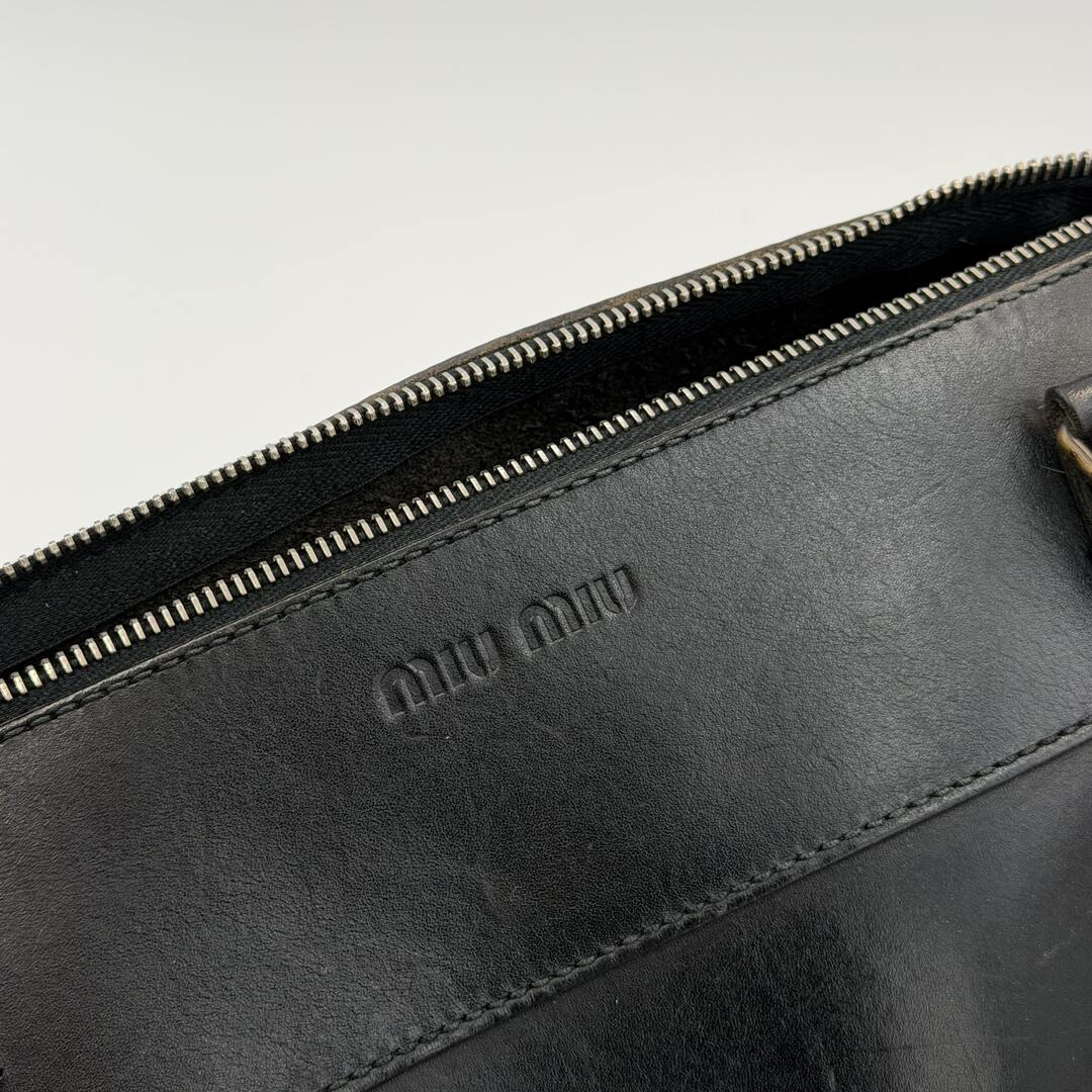 Archive Miu Miu Black Leather Boston Shoulder Bag