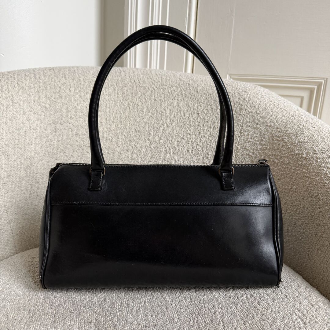 Archive Miu Miu Black Leather Boston Shoulder Bag