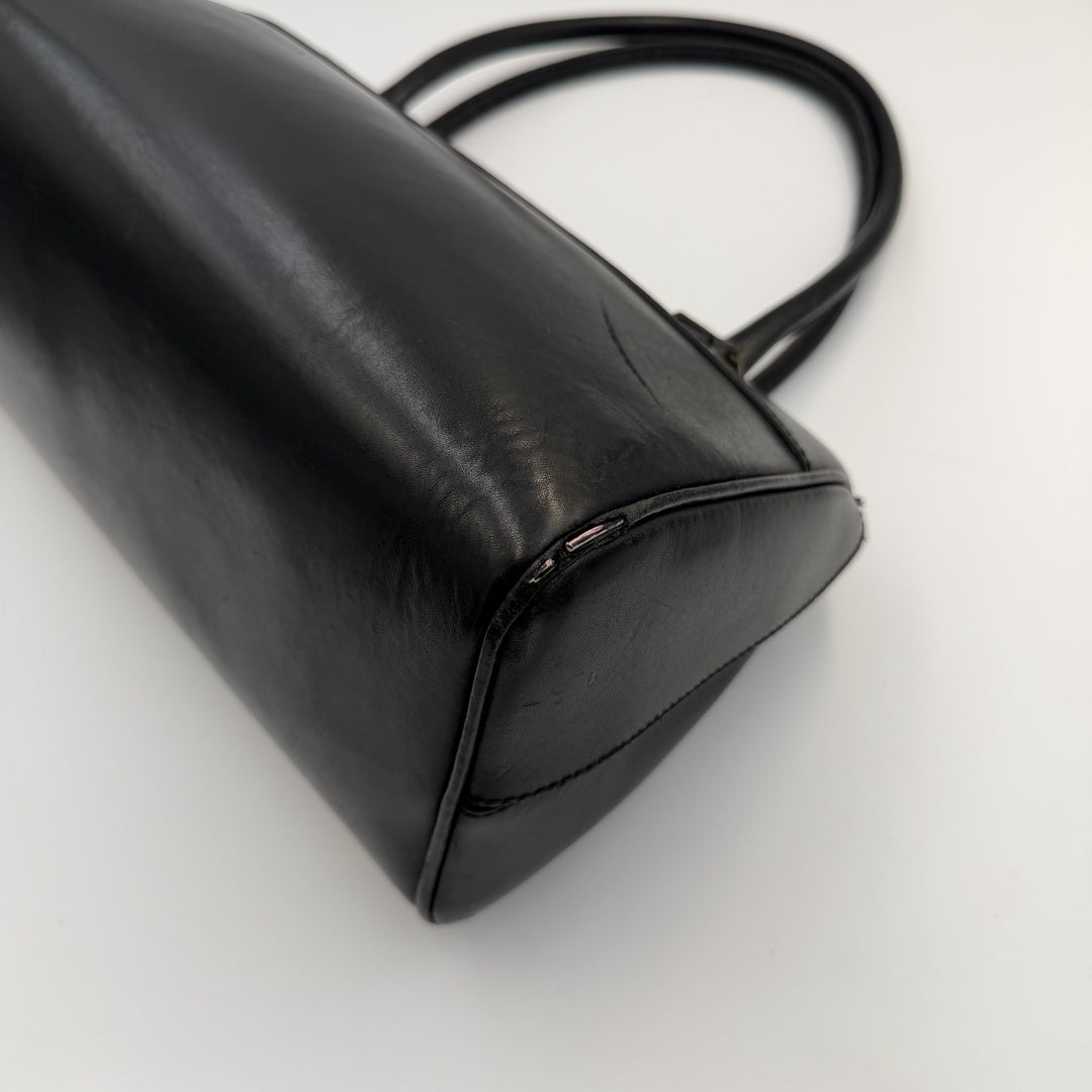 Archive Miu Miu Black Leather Boston Shoulder Bag