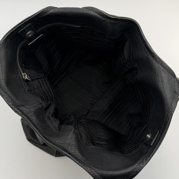 Prada Vitello Bufalino Pocket Leather Black Tote Bag