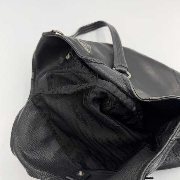 Prada Vitello Bufalino Pocket Leather Black Tote Bag