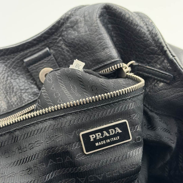 Prada Vitello Bufalino Pocket Leather Black Tote Bag