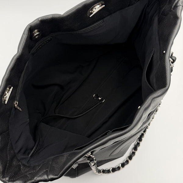 2005 Chanel Timeless Classic Black Leather Chain Tote Bag
