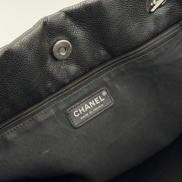 2005 Chanel Timeless Classic Black Leather Chain Tote Bag
